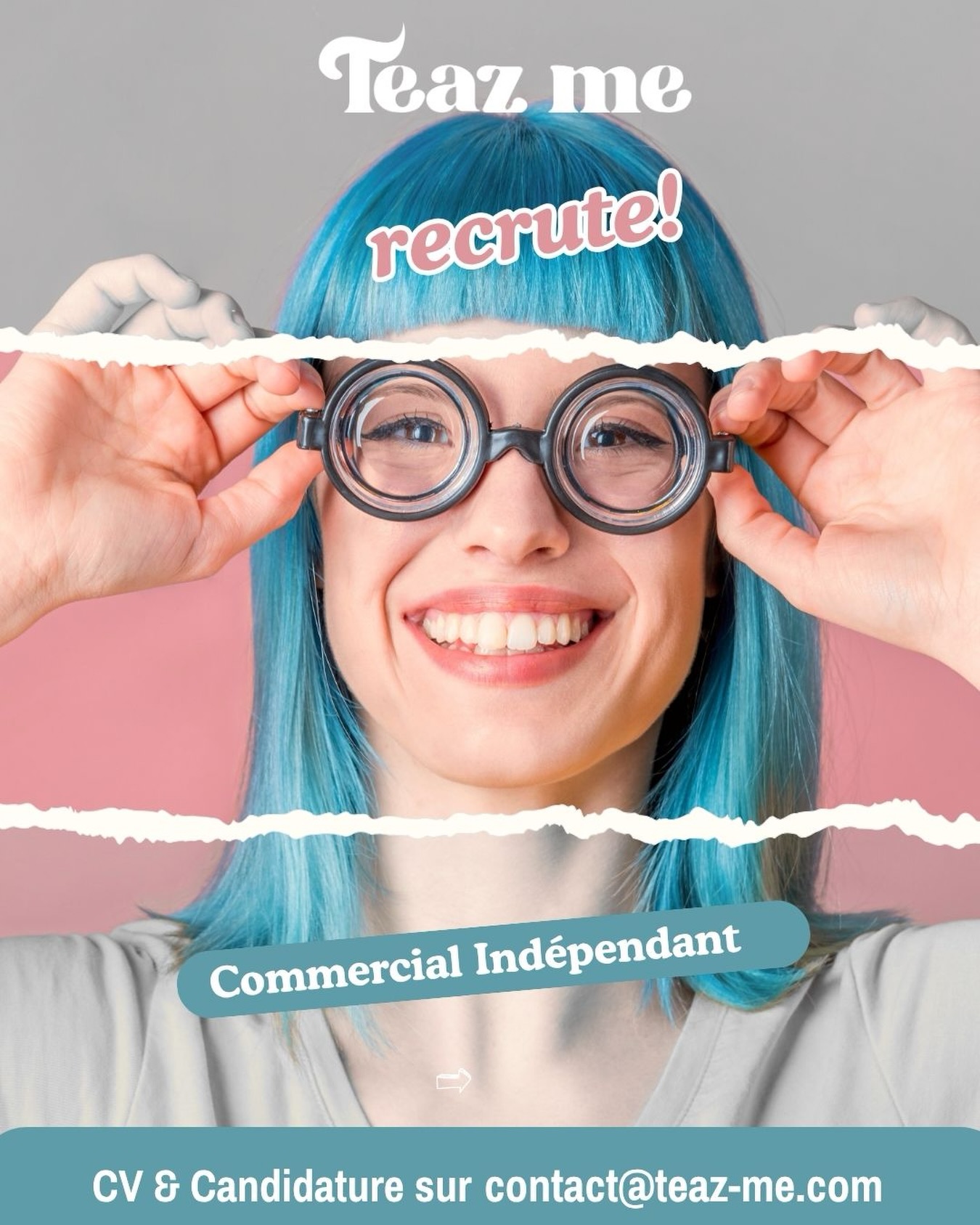 🚀 REJOIGNEZ L’AVENTURE TEAZ ME ! ✨

Teaz Me grandit et nous recherchons notre futur(e) Commercial(e) Indépendant(e) pour faire rayonner notre gamme de soins sur le marché des cosmétiques et du bien-être ! 💖💛

Vous avez la fibre commerciale, un excellent relationnel et un portefeuille client dans l’univers de la beauté et du bien être? Nous avons les produits, il ne nous manque que votre talent pour conquérir de nouveaux points de vente.

Votre mission : 📍 Déployer la marque dans votre région (concept stores, spas, parapharmacies, ...).
🤝 Créer et chouchouter votre propre réseau.
💰 Rémunération attractive à la commission (boostez vos revenus selon vos performances !).

Prêt(e) à booster votre activité avec une marque dynamique ? ⚡️

📥 Envoyez votre présentation et votre CV à : contact@teaz-me.com