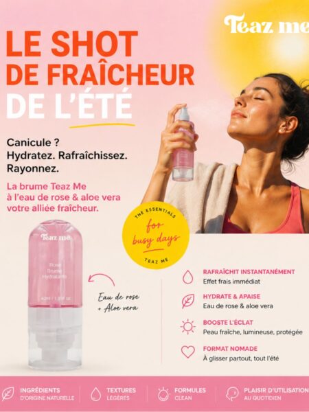 Brume hydratante parfumée à la rose – 40 ml